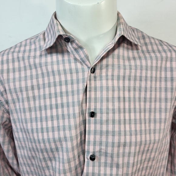 Kenneth Cole Reaction Plaid Button Up  Collared Dress Shirt - Picture 8 of 8